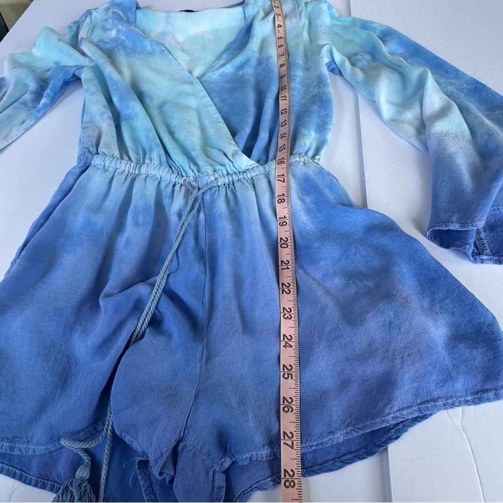 Lulus Romper Women Small Blue Tie Dye Long Sleeve Boho Festival - Picture 6 of 13